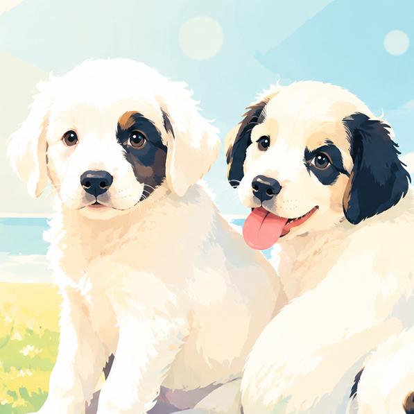 イングリッシュセッターの子犬のイラスト