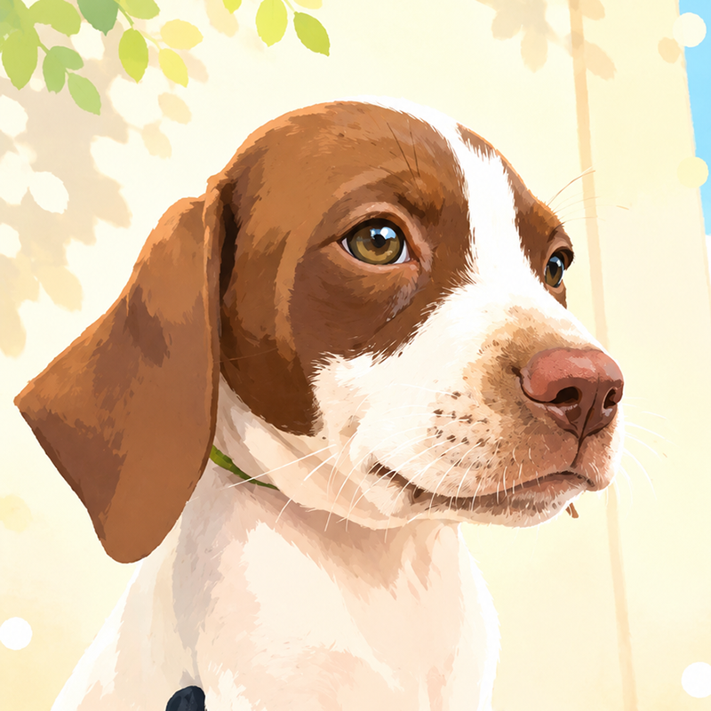 イングリッシュポインターの子犬のイラスト