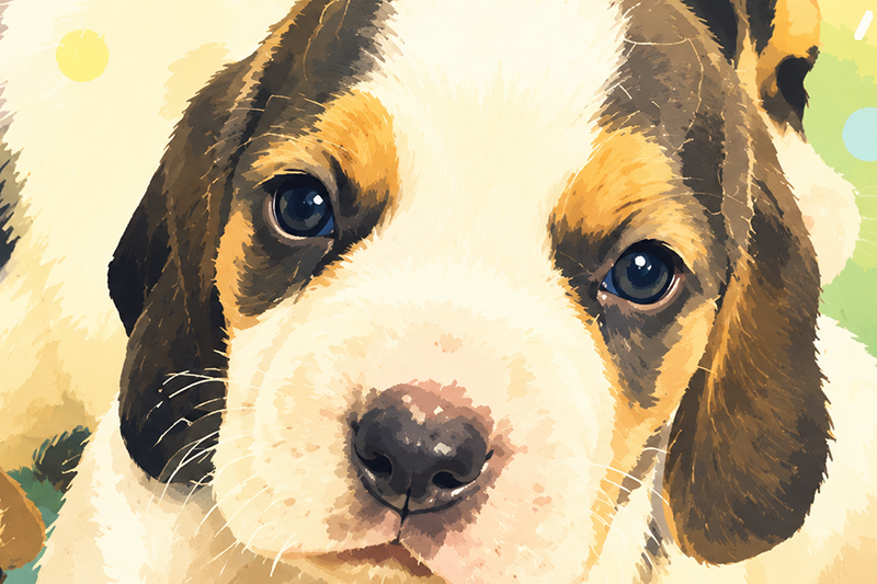 薩摩ビーグルの子犬のイラスト