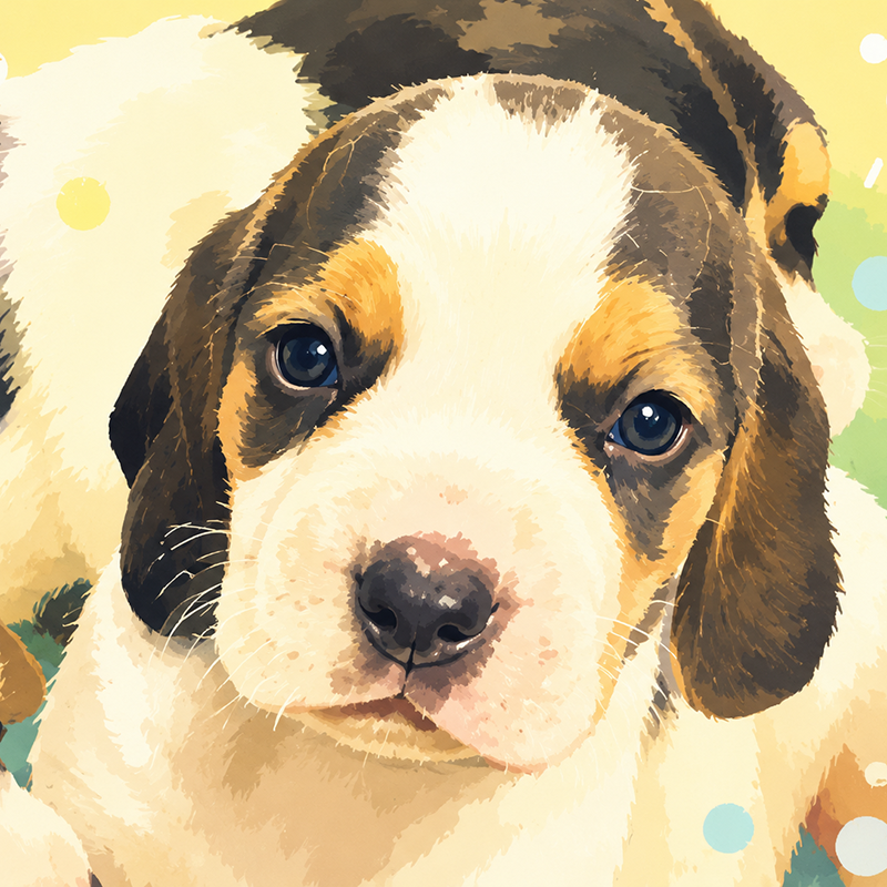 薩摩ビーグルの子犬のイラスト